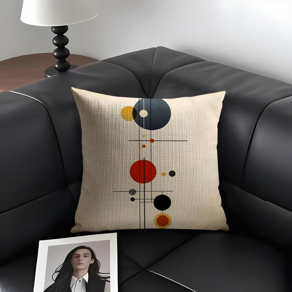 

Geometric Bauhaus Art Cushion Cover Natural Linen Organic Fabric DoubleSided Printing Sofa Home Decor Gift Pillow Case 30x30cm