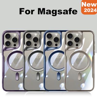 Transparent für Magsafe Magnetische Hülle für IPhone 15 14 13 12 Pro Max Plus Funda Stoßfestes Kabelloses Laden Acryl Hart Vollschutzhülle