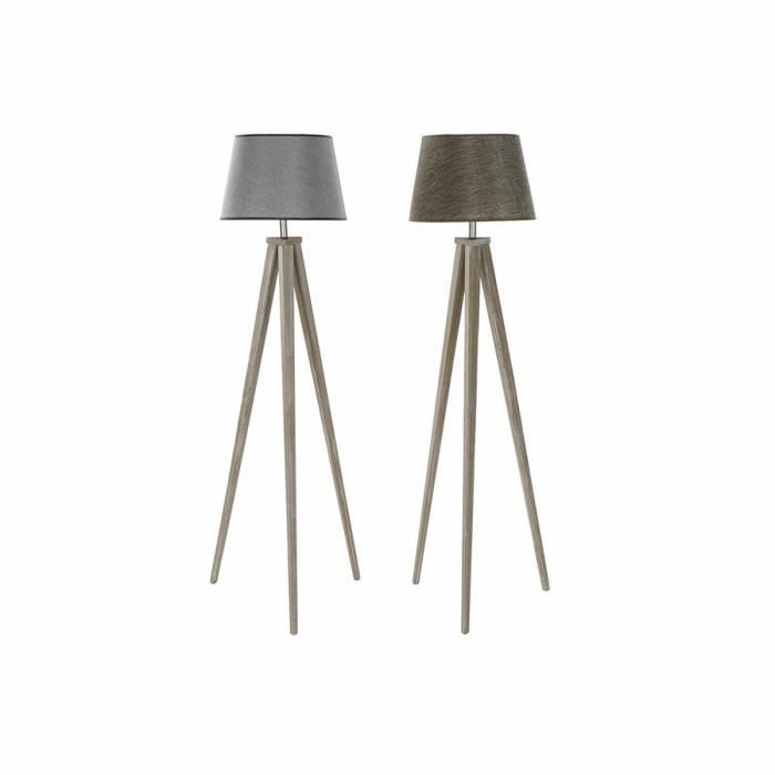 Lampadaire - Naturel Gris Marron - 40 x 40 x 154 cm - Bois Massif - 1 Ampoule - Intérieur