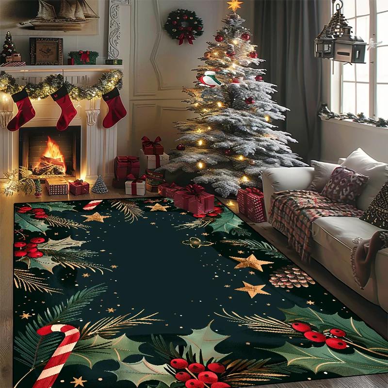 Weihnachtsteppich im amerikanischen Stil für Wohnzimmerdekoration Sofa Couchtisch Bereichsteppiche für Schlafzimmer Großer Bereich Bodenmatte Waschbar
