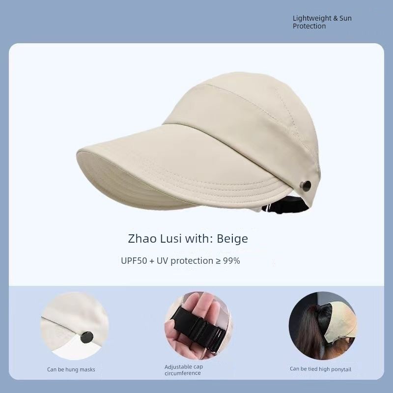 

Zhao Lusi s Same Fisherman Hat for Women 2025 New Arrival Fashion All-Match Casual Big Head Circumference Face-Looking Small Peaked Cap Ruth Empty Top [Beige]] One size