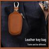 Men's Universal Cowhide Leather Car Key Case with Car Logo and Waist-Hanging Zipper