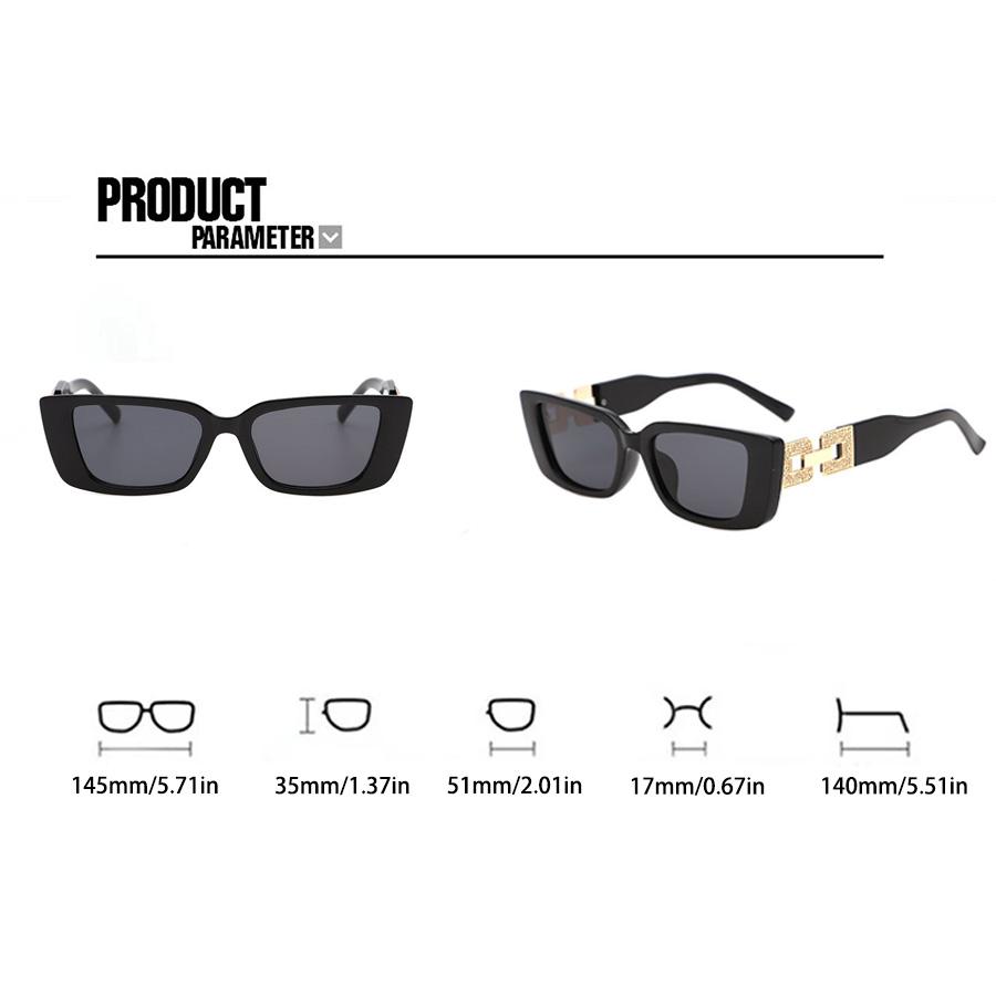 Retro Stil Schwarz Kleiner Rahmen Metallkette Füße Damen Mode Sonnenbrille Party Urlaub Strand Brille