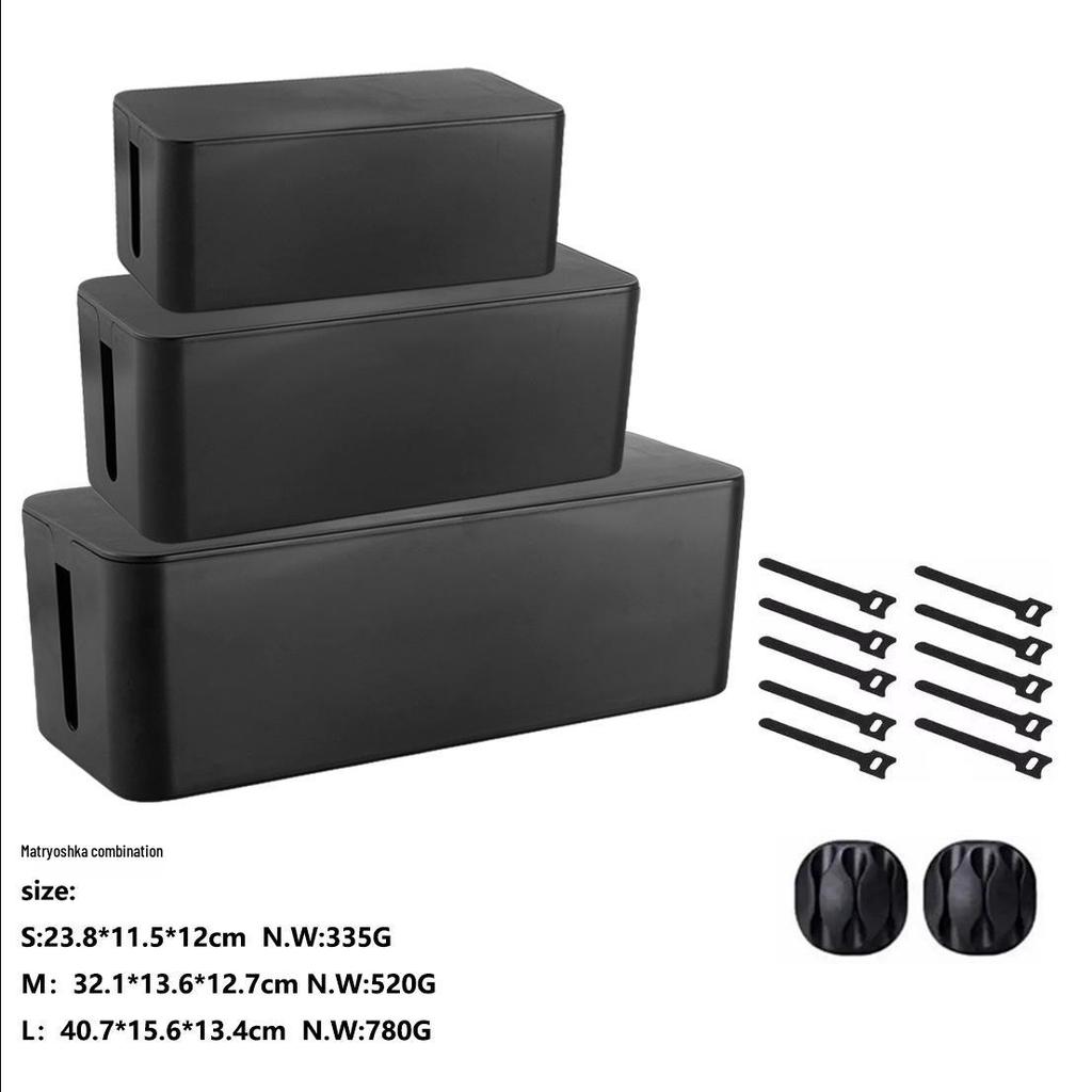 Minimalist Cable Management Box with Bamboo Lid