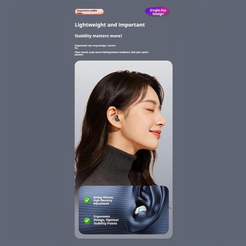 V08 Bluetooth 6.1 Earbuds Wireless Earphones In-Ear Single Earbuds Stereo Music Sports Headset With Microphone Invisible Earbuds