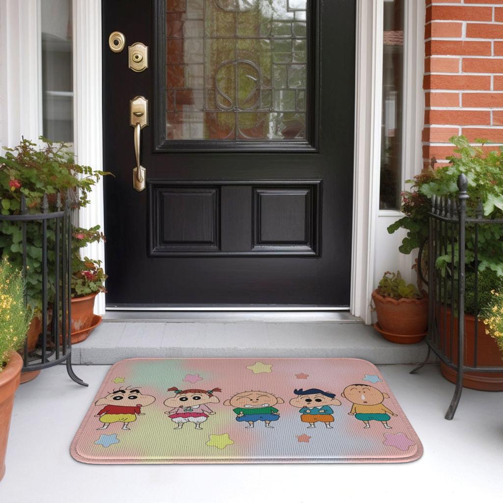 Crayons Shin-chans Cute Anime Doormat Anti-Slip Bath Kitchen Welcome Mat Toilet Door Floor Entrance Carpet Rug Footpad
