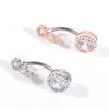 Women 4 Cubic Zirconia Inlaid Barbell Navel Belly Button Ring Piercing Jewelry