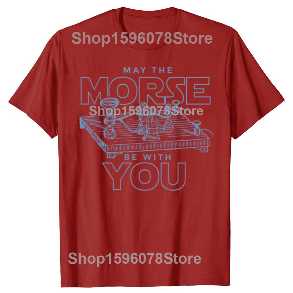 Lustig Möge das Morse mit dir sein Code Funkamateur T-Shirts Herren Baumwolle Humor T-Shirt Kurzarm Unisex Lockere Kleidung