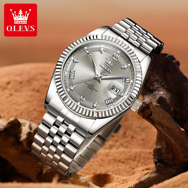 Oulishi Men's Quartz Watch: Single Calendar, Solid Band, Business Waterproof, Luminous