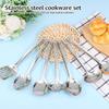 7 st Rostfritt Stål Matlagningsredskapsset Värmebeständigt Köksredskapsset Spatel och Soppslev Kit med Ergonomiskt Handtag