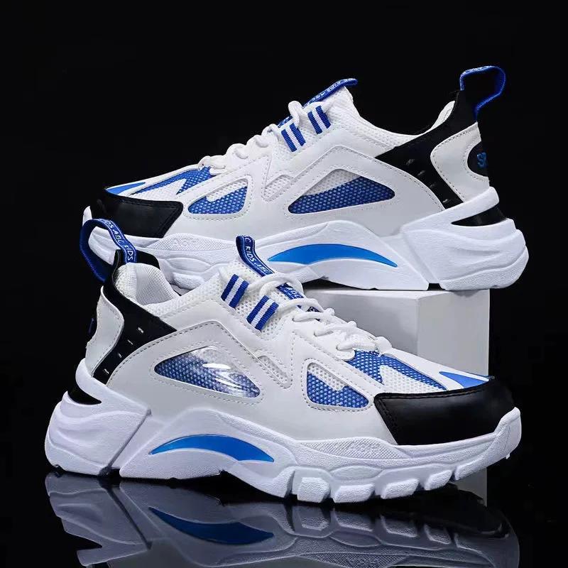 2025 New Men's Shoes Spring and Autumn Breathable Mesh Shoes Thick Soled Tall Dad Shoes Men's Versatile Trendy Sports Shoes
