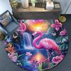 Flamingos Round Area Rug,Carpet Rug for Living Room Bedroom Sofa Playroom Decor,Non-slip Floor Mat