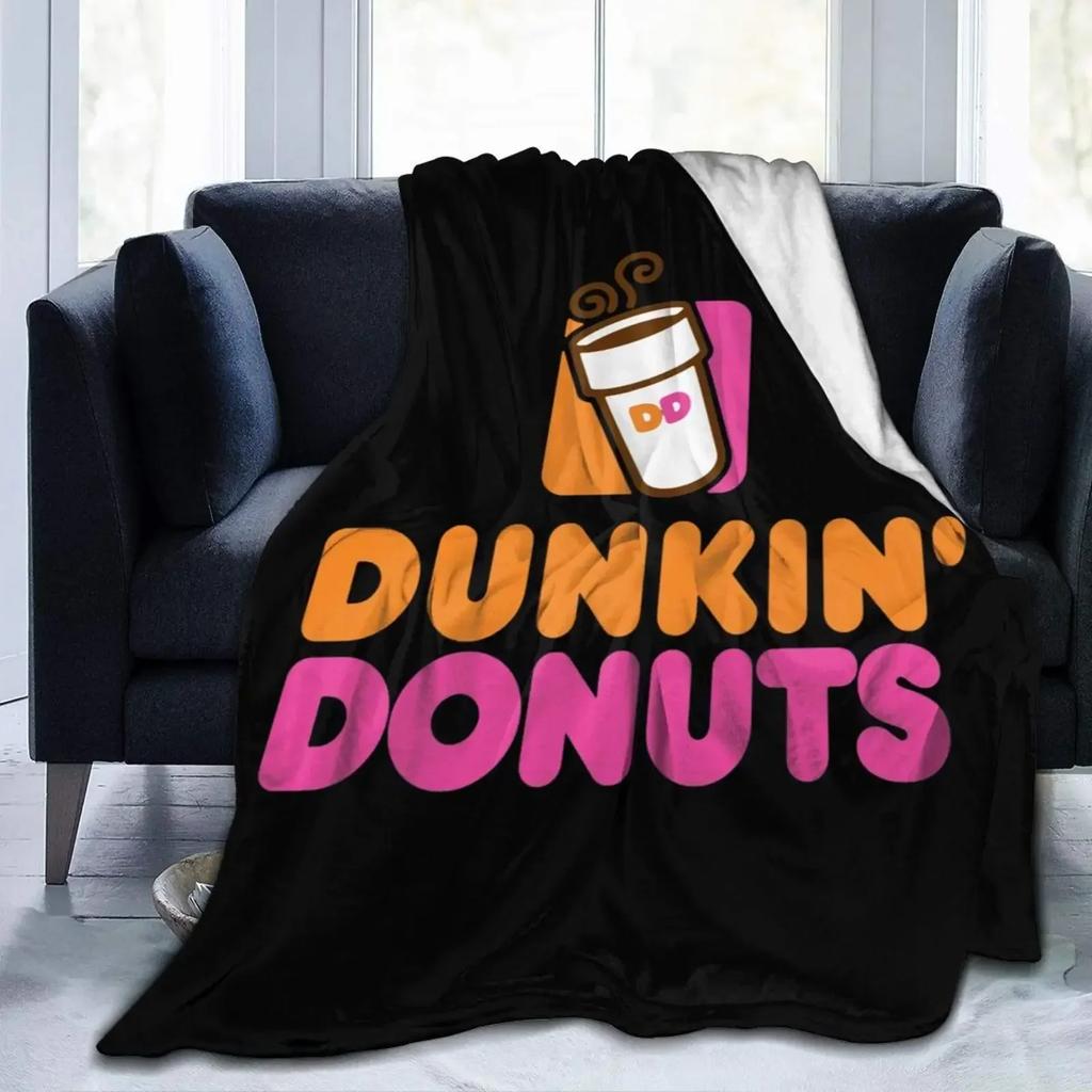 Dunkin Donuts Logo D Flanell Fleece Überwurf Decke Wendbar Weich Warm Gemütlich Herbst Winter Zuhause Reise Decken