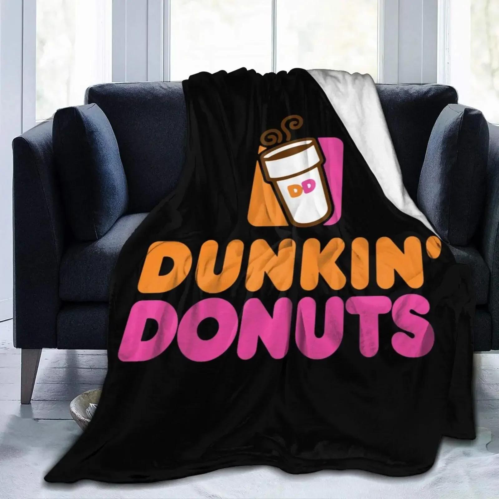 

Dunkin Donuts Logo D Flannel Fleece Throw Blanket Reversible Soft Warm Cozy Fall Winter Home Travel Blankets 100x150cm
