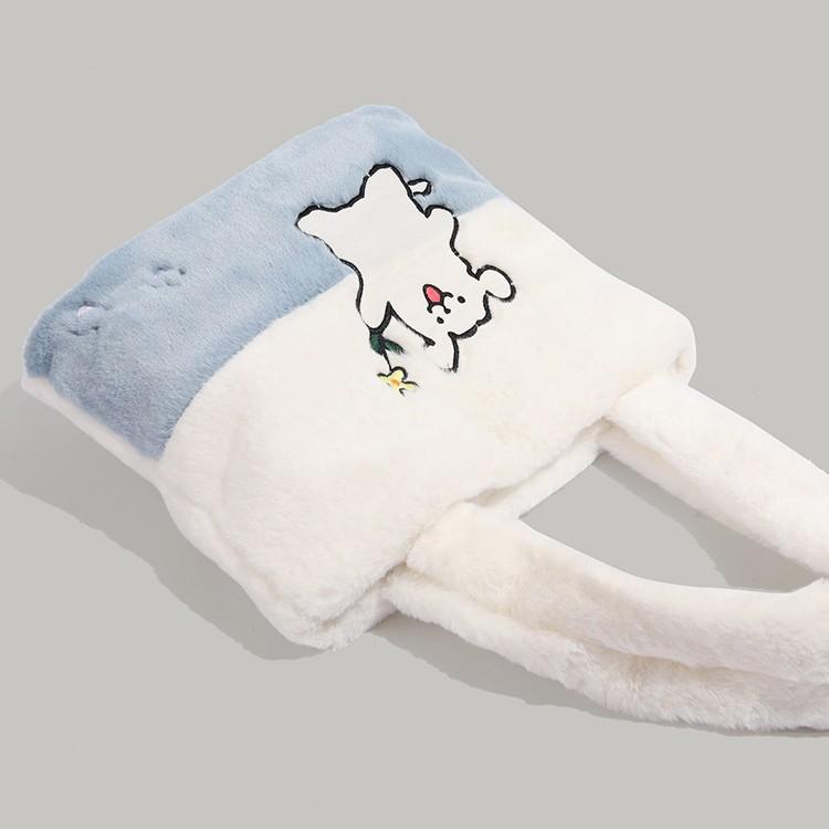 Autumn Winter New Cute Furry Bag 2024 Niche Design Soft Texture Handheld Puppy Bag Versatile Commuter Bag for Women