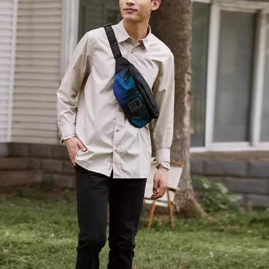 Timberland Solid Color Business Breathable Casual Pocket Polo Shirt Long Sleeve Men Shirts Sand A69JD-CY2