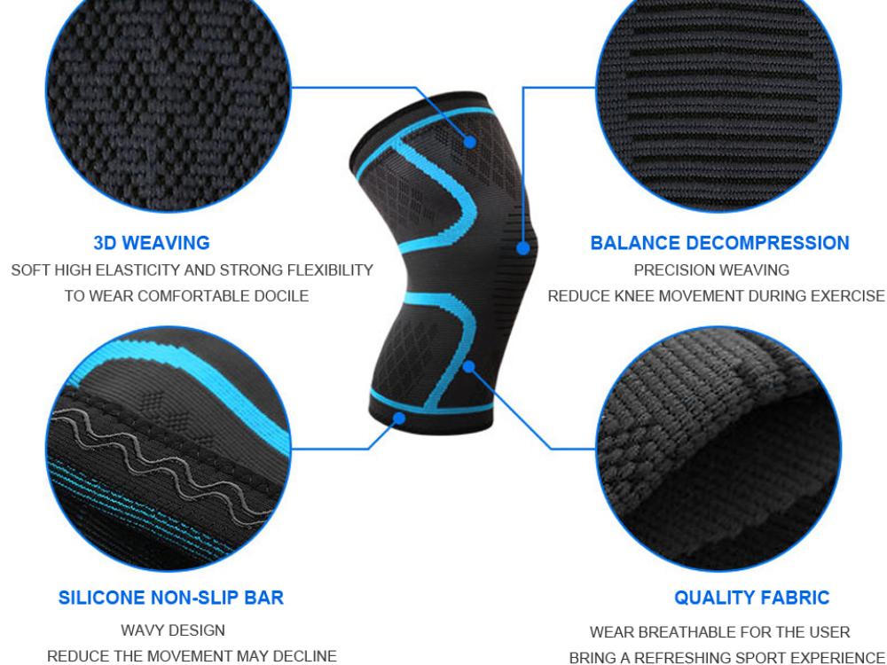 1 Pair Fitness Running Cycling Knee Support Braces Elastic Nylon Sport Compression Knee Pad Sleeve for Basketball Volleyball
