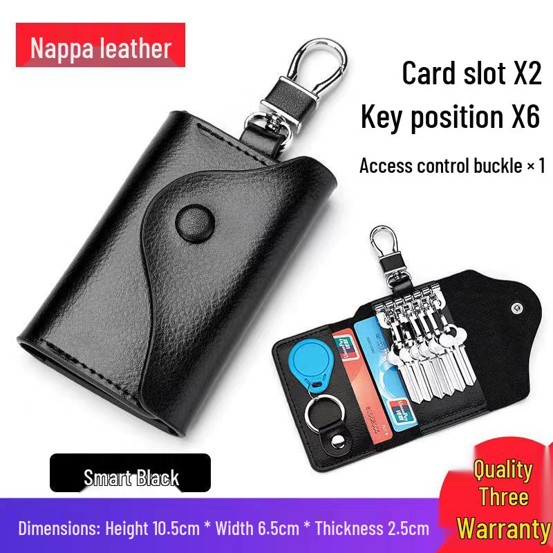Men's Genuine Leather Large Capacity Key Holder - Multi-functional Waist Hanging Key Case for Home Use