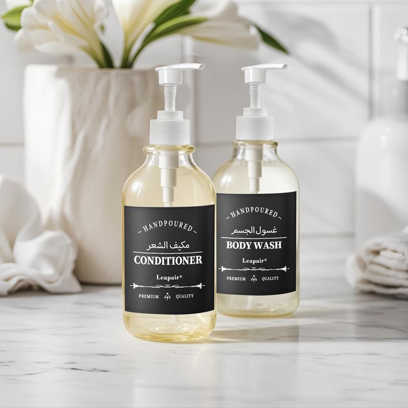 500ml Bathroom Soap Dispenser Bottle Shampoo Shower Gel Refillable Bottle Travel Storage Bottle Transparent Lotion Bottles with Labels