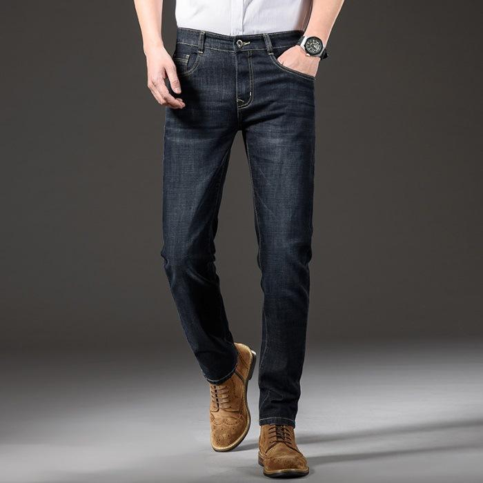 New Spring and Summer Stretch Cotton High Waist Loose Business Straight Jeans Men's Trousers