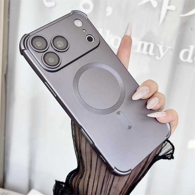 Luxury Matte Magnetic Phone Case For 18 17 16 15 14 13 Pro Max for Magsafe Soft TPU Shockproof Camera Protect Cover