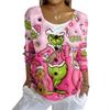 Women's Fashion Casual Knit Sweater Button-Up Christmas Print Cardigan Jacket