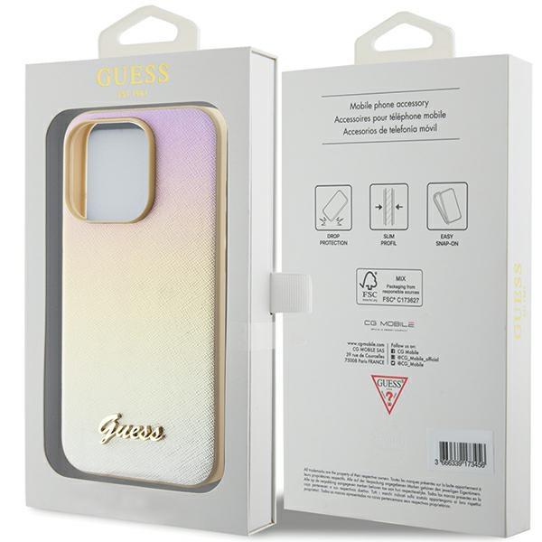 Guess Guhcp15Lpsairsd Iphone 15 Pro 6.1 Złoty/Gold Hardcase Saffiano Iridescent Script