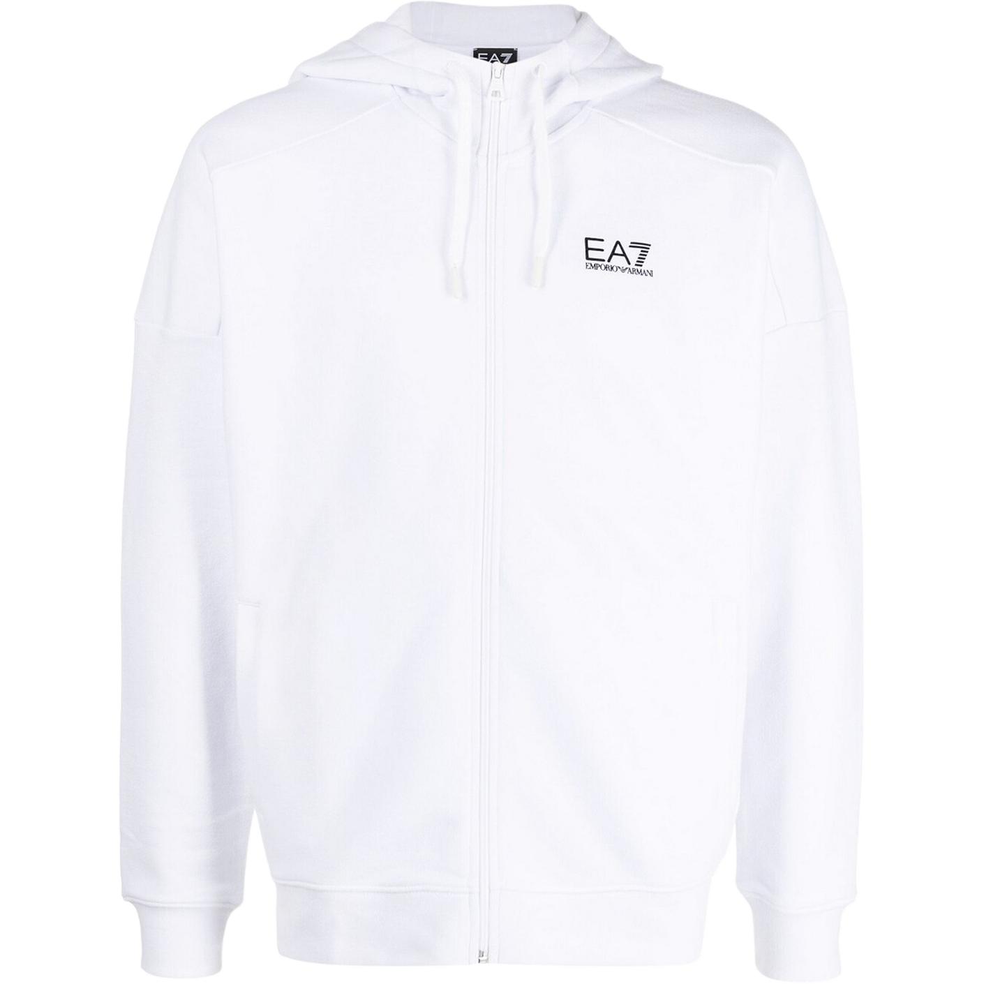 Emporio Armani Ss23 Solid Color Logo Embroidered Drawstring Hooded Long Sleeve Zip-Up Sweatshirt Men sweatshirt White 3RPM19-PJLSZ-0100 M