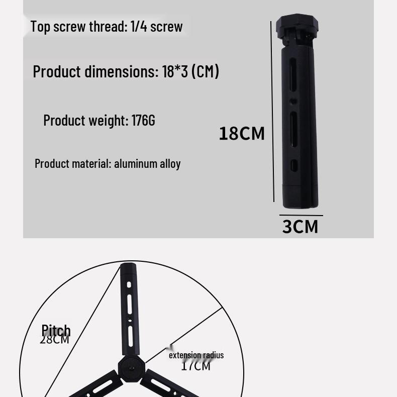 Adjustable Aluminum Camera Tripod: Four-Stage Portable Desktop & Mobile Phone Holder