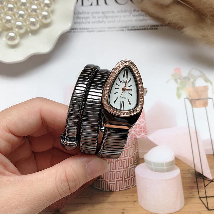 Girls' Creative Snake-Shaped Bangle Quartz Watch