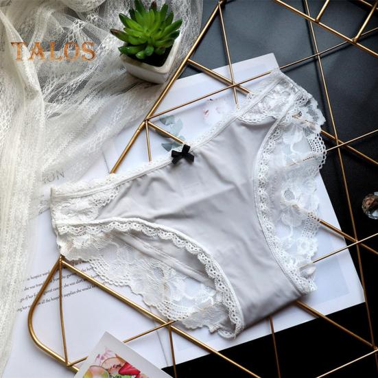 Damen-Unterwäsche aus Eisseide, sexy, niedrige Taille, Spitzenhöschen, nahtlos, unsichtbar, atmungsaktiv, Stretch-Unterhose
