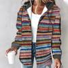 Women's Casual And Fashionable Large Plaid Pattern Patchwork Hooded Button Jacket