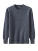 Men's Thick Wool Knit Sweater - Autumn/Winter, Round Neck, Solid Color, Loose Fit, Business Casual.