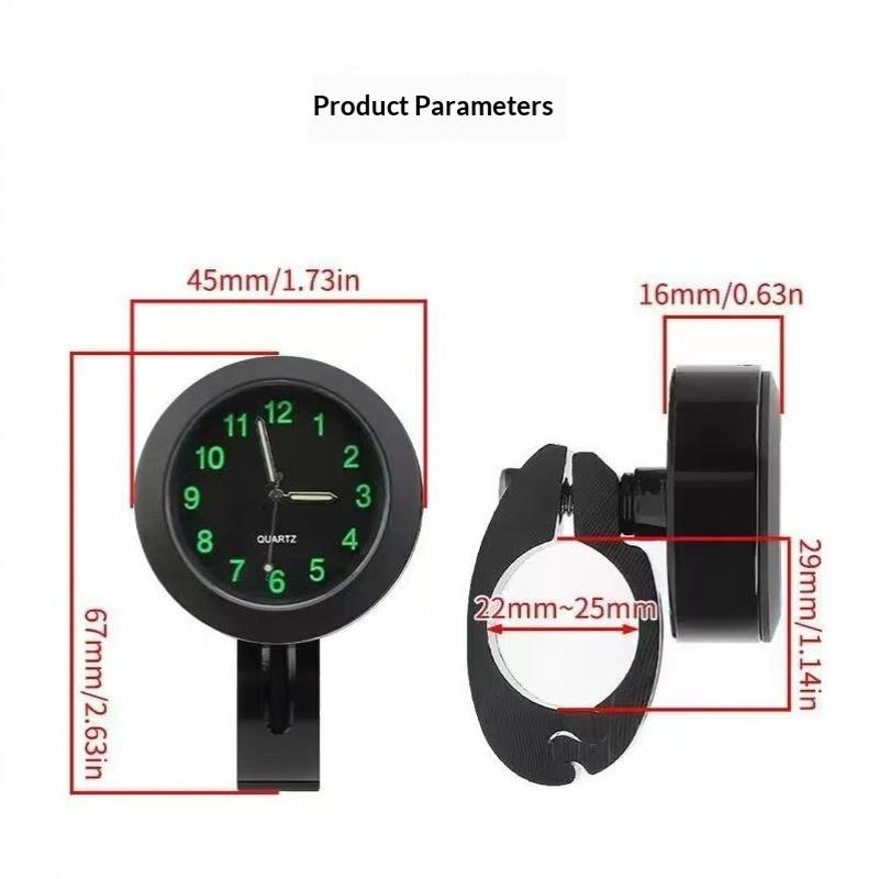 Universal Motorcycle Handlebar Mounted Clock Waterproof Night Vision Light 1PC for Outdoor Cycling Commute Trip Accessories