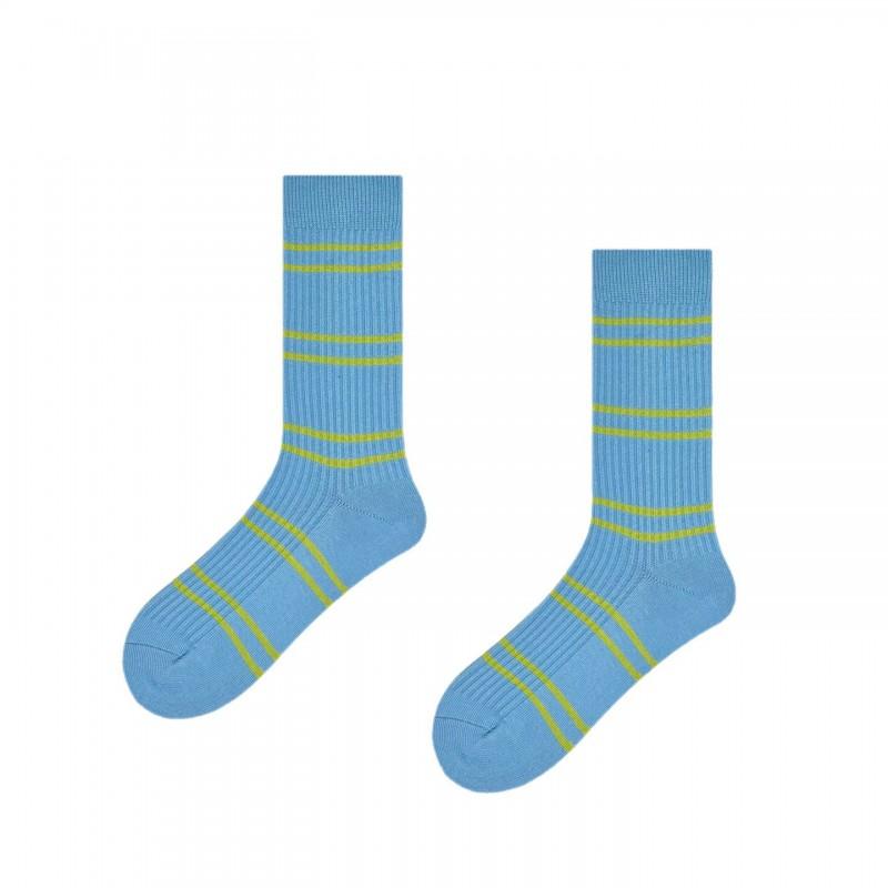 Yolkvagary Retro Striped Mid-Calf Socks Women Cotton Blend Korean Style Casual