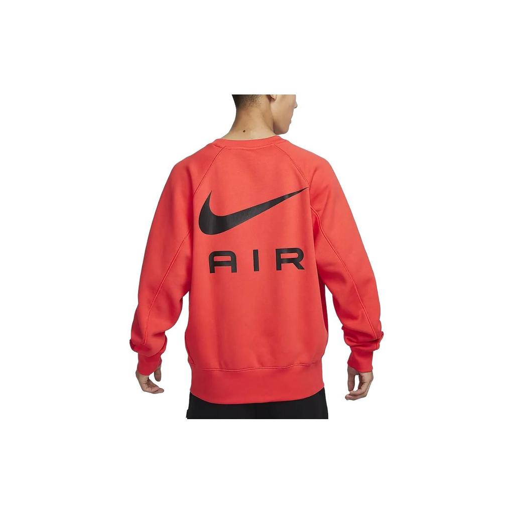 Nike Air Solid Color Crewneck Fleece Casual Loose Sweatshirt Men Sweatshirt Light-Red Dark-Red FB7204-696
