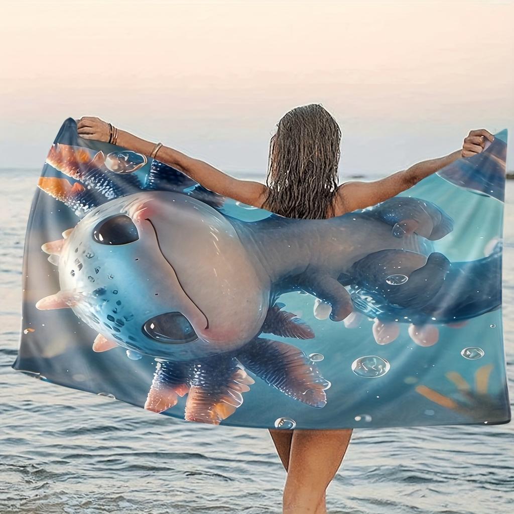 Salamander Pattern Beach Yoga Towel Lightweight Comfortable Quick Dry for Swimming Diving Summer Fun