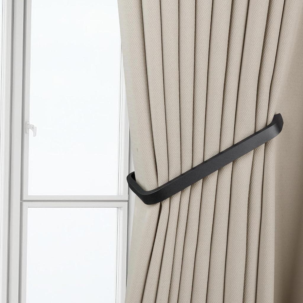 Set of 2 Modern Decorative Curtain Tiebacks and Holdbacks, Wall Mounted Aluminum Alloy Drapery Tiebacks Holder for Bedroom, Living Room, Kitchen