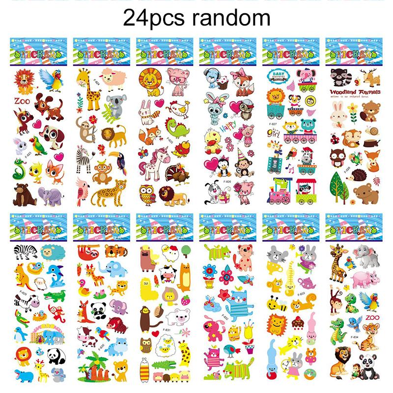 6/12/24 Pezzi Adesivi 3D a Bolle Stile Animale Cartone Animato Adesivi Giocattolo per Bambini Riutilizzabili per Regalo di Compleanno Natale Capodanno per Bambini TMZ