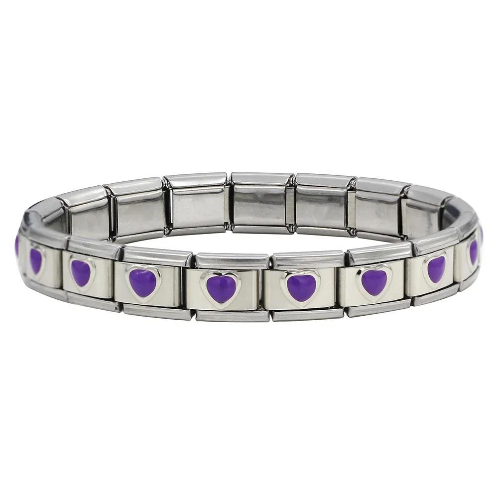 Neue Mode Damen Mann Italienischer Charm Herz Blume Schmetterling Kreuz Delfine Edelstahl Elastisches Armband Gliederarmreif