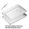 Stainless Steel Rectangle Dinner Tea Tray Double 2 Layer Dumpling Oil Leaking Hole Basin Steaming Draining Hole Plate with Basin