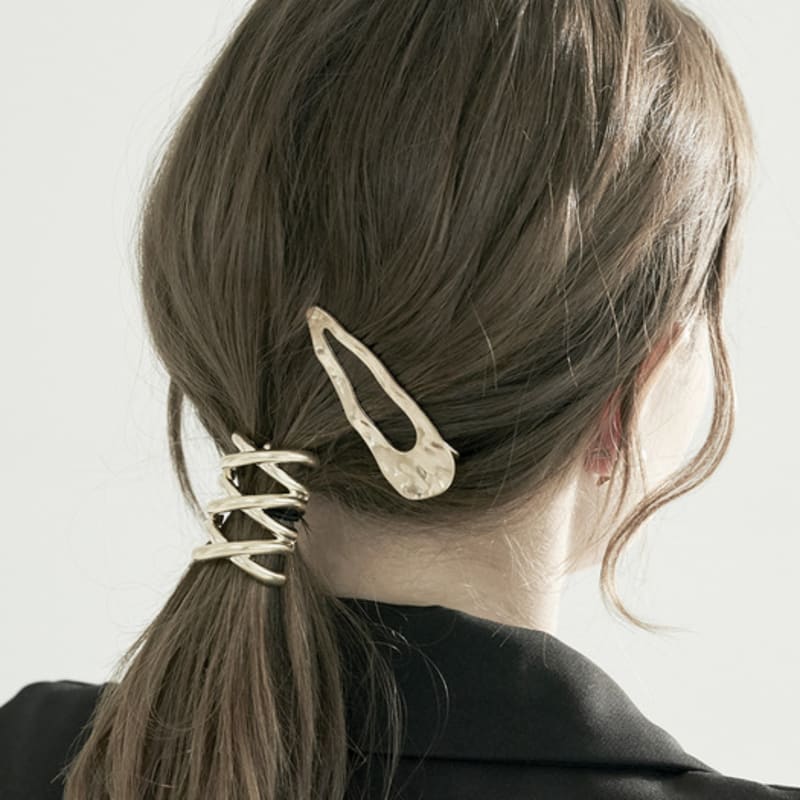 

BESTY Old Money Look Metal Pony Hook Hair Cuff Hook Pony Hair Accessory Automatic Pin One Silver