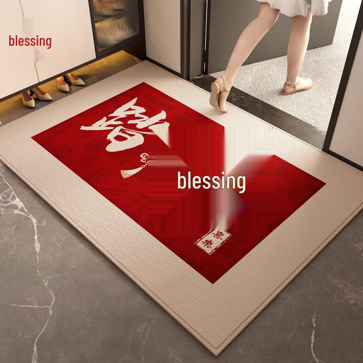 

Red Festive Peace and Joy Dirt-Resistant Doormat - Easy to Clean, Customizable Hallway Carpet 40*60cm