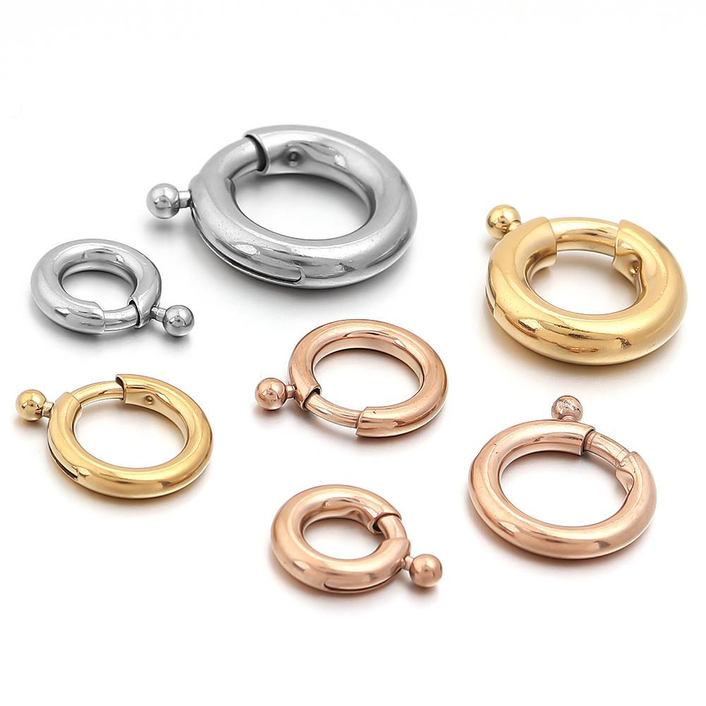 2Pcs Stainless Steel Spring Clasps Round Ring Clasps Hooks Jewelry End Connectors For DIY Handmade Bracelet Necklace Accessories
