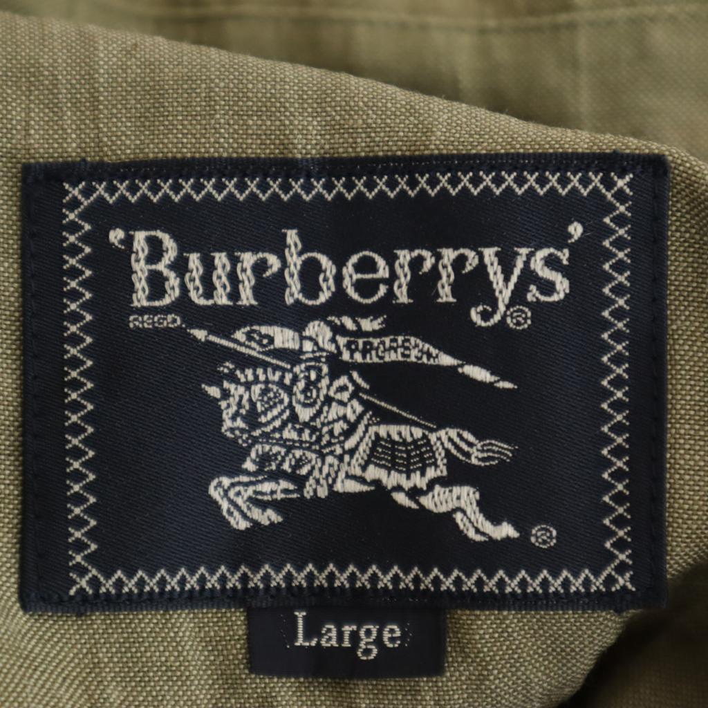 Burberrys 90s Linen Old Short Sleeve Military Shirt L Olive Men's Used