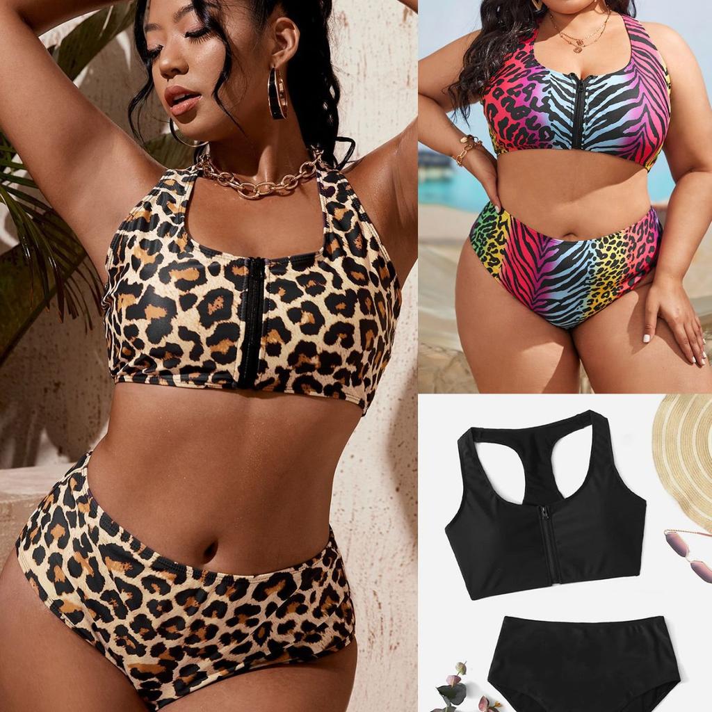 New Swimsuit Women's Split Leopard Print Large Size Bikini Swimsuit