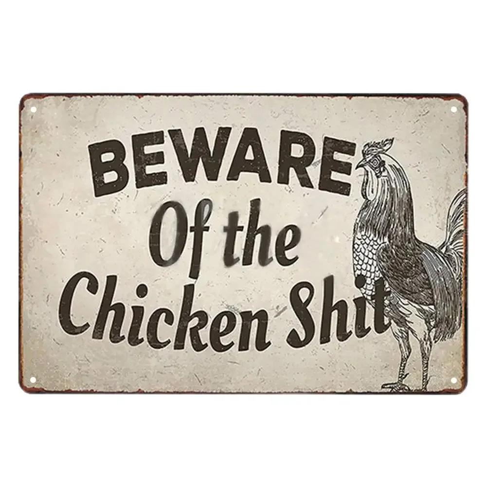 Vintage Tin Sign - Home Is Where the Chickens Are - Metal Signs Funny for Farmhouse Decor - Metal Wall Art for Chicken Coop