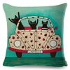 Cartoon Driving Car Cat Cushion Cover Decor Cute Pet Animal Pillowcase Polyester Pillow Case for Sofa Home Children Room 45x45cm