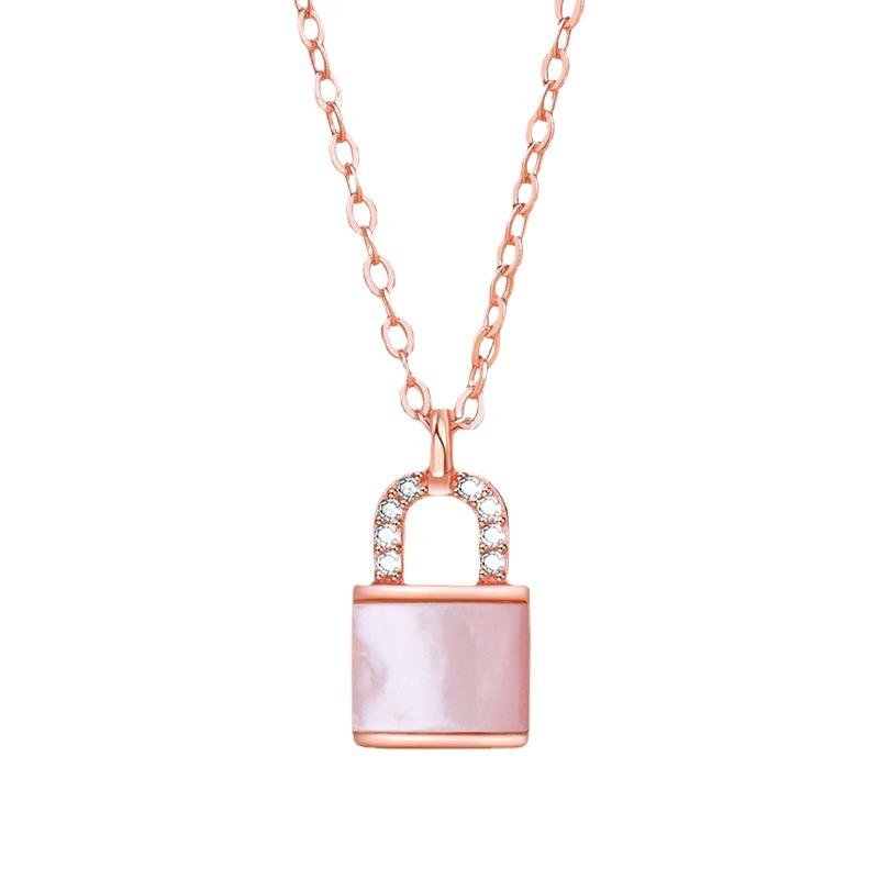 S925 Sterling Silver Shell Lock Necklace Women's Original Design Korean Fashion Instagram Style Daily Life Luxury Cross Chain
