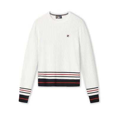 Haut en maille à manches longues Heritage, doux et agréable au toucher, style décontracté, simple et polyvalent, pour femme, coloris Nuage-Champignon-Blanc F11W548408FWT